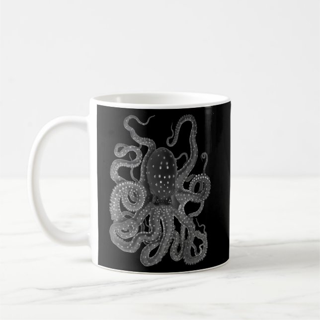 Caneca De Café Octopus Negro Lulas Kraken (Esquerda)