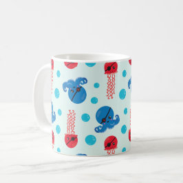 Caneca De Café Octopus Pirata, Jellyfish Pirata, Animais do Mar
