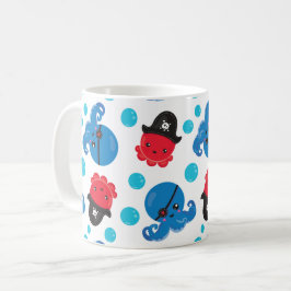 Caneca De Café Octopus Pirata, Padrão de Octopus, Animais do Mar