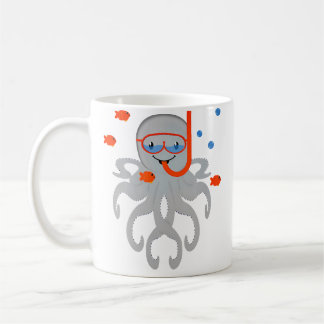Caneca De Café Octopus With Scuba Diving Snorkling Octopus For