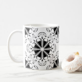 Caneca De Café Octoskull preto e branco no teste padrão