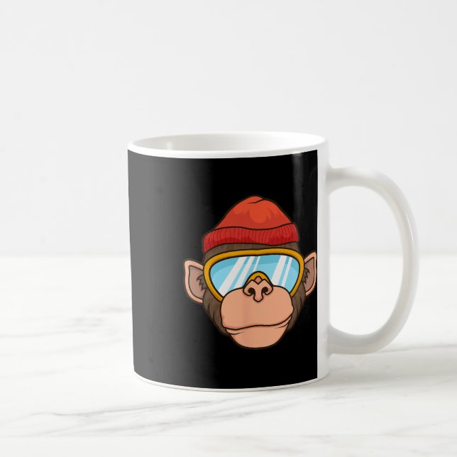 Caneca De Café Óculos de Esqui de Macaco Engraçados Gorila Esquia (Direita)