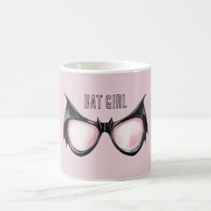 Caneca De Café Óculos de Menina Morcego Preta Rosa