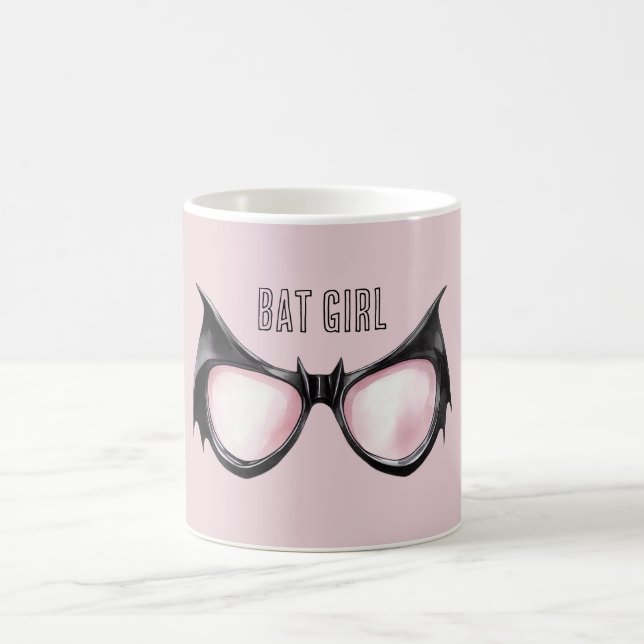 Caneca De Café Óculos de Menina Morcego Preta Rosa (Centro)