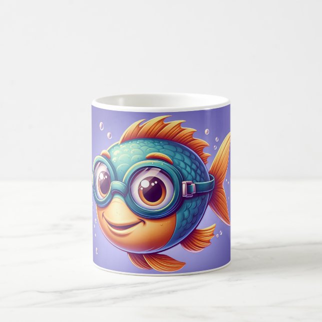 Caneca De Café Óculos de natação vestidos a peixes (Centro)