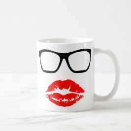 Caneca De Café Óculos de nerd e Beijo Batom