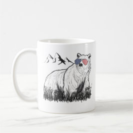 Caneca De Café Óculos de sol americanos do Black Grizzly Bear