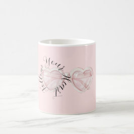 Caneca De Café Óculos de Sol Coração Rosa Bege Citação