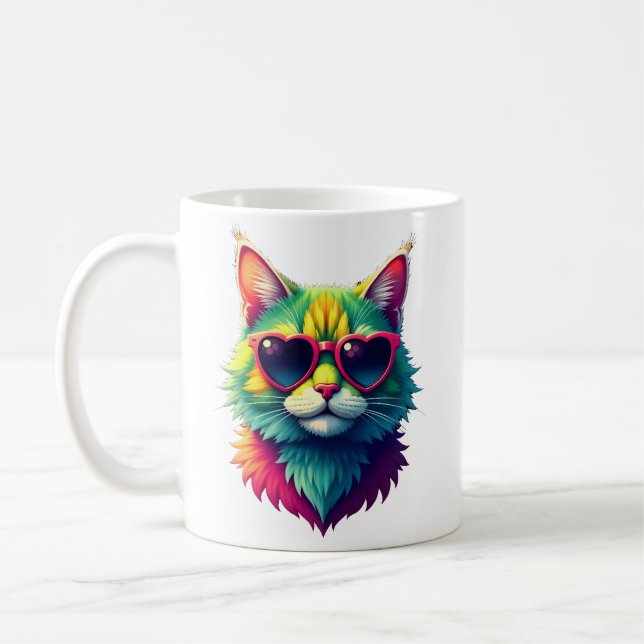 Caneca De Café Óculos de sol, Dia de os namorados, gata, gata, ga (Esquerda)