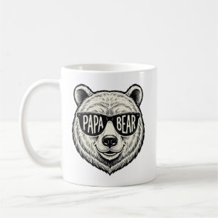 Caneca De Café Óculos de sol do Papai Urso Cabeça de Urso Design
