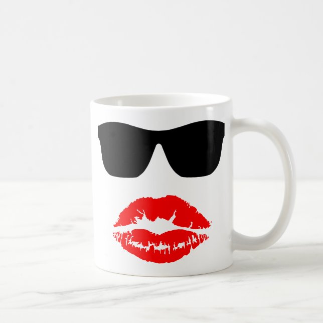 Caneca De Café Óculos de Sol e Beijo de Lábios (Direita)