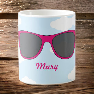 Caneca De Café Óculos de sol magenta divertidos contra a mug de 