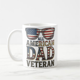 Caneca De Café Óculos de sol patrióticos para veteranos All Ameri