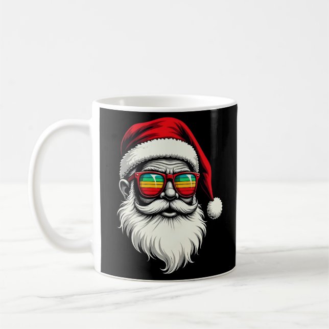 Caneca De Café Óculos de sol retrô com rosto engraçado de Papai N (Esquerda)