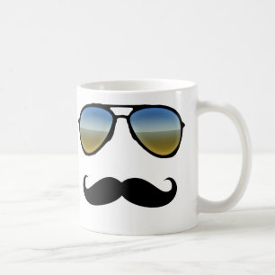 Caneca De Café Óculos de sol retros engraçados com Moustache