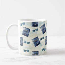 Caneca De Café Óculos de Sol Viagem Azul Passaporte