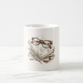 Caneca De Café Óculos Diário Floral