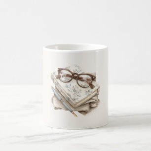 Caneca De Café Óculos Diário Floral