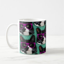 Caneca De Café Óculos Engraçados Tuxedo Padrão de Gato Epic Desig