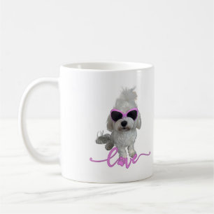 Caneca De Café Óculos Rosa Adoráveis, Cachorros Malteses, Impress
