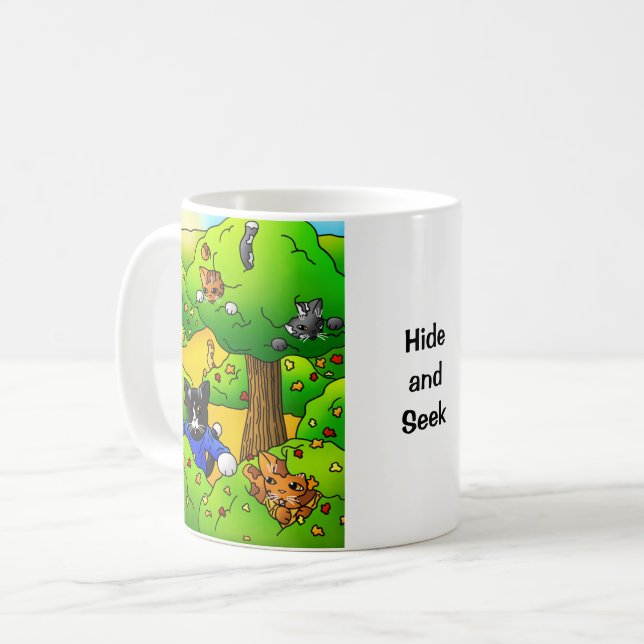 Caneca De Café Ocultar e Procurar Gatos (Frente Esquerda)
