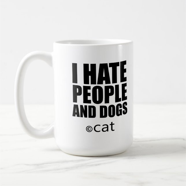 Caneca De Café Odeio pessoas, odeio pessoas e cães (Esquerda)