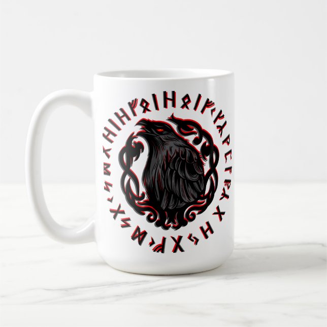Caneca De Café Odin Ravens Huginn Muninn VEGVISIR (Esquerda)