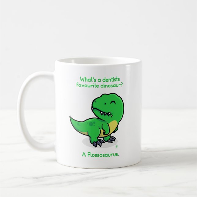 Caneca De Café Odontologia: Flossosaurus (Esquerda)