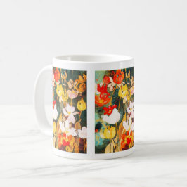 Caneca De Café Oferta de Páscoa de Arte Fina das Flores de Mola