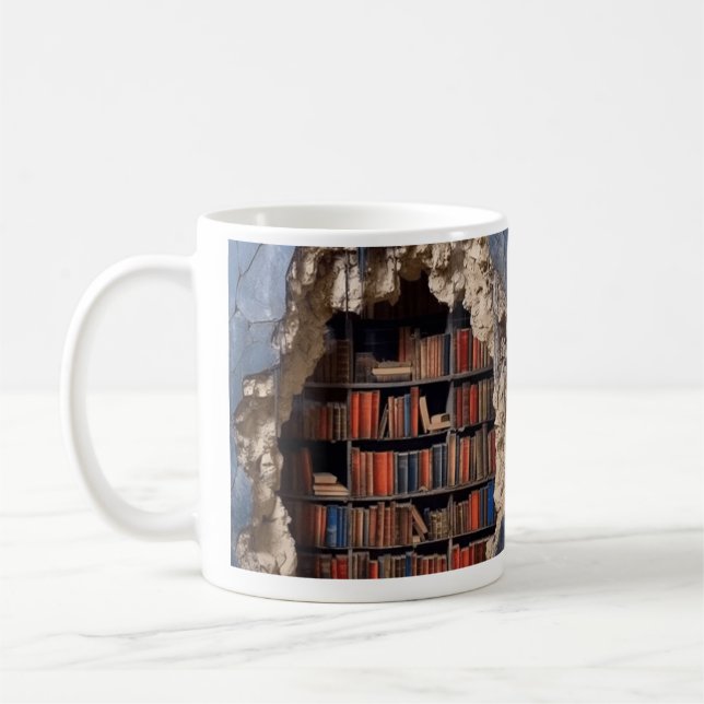 Caneca De Café Ofertas de aniversário de café da biblioteca 3D (Esquerda)