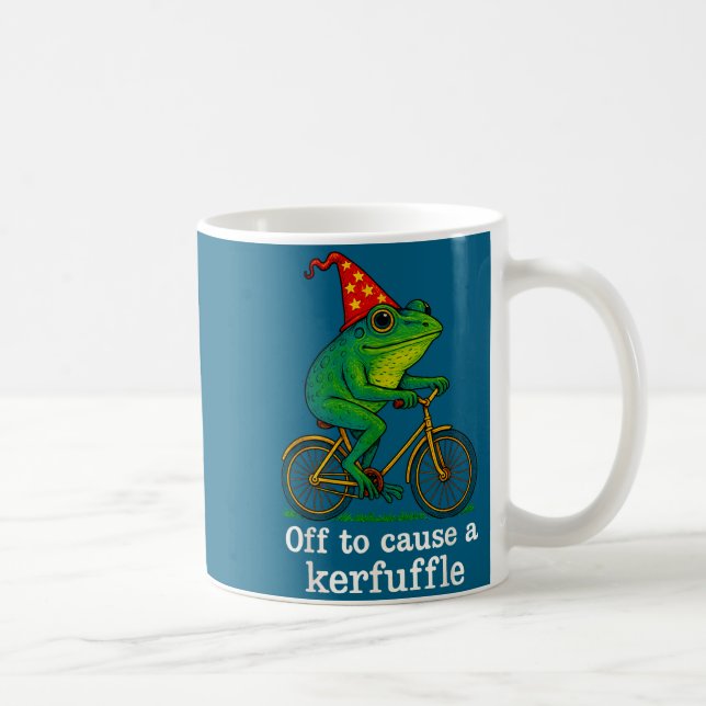 Caneca De Café Off To Cause A Kerfuffle Funny Frog Wizard Bicycle (Direita)