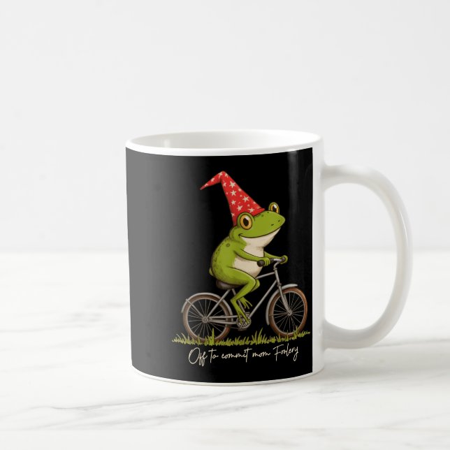 Caneca De Café Off To Commit Mom Foolery Funny Frog Meme  (Direita)
