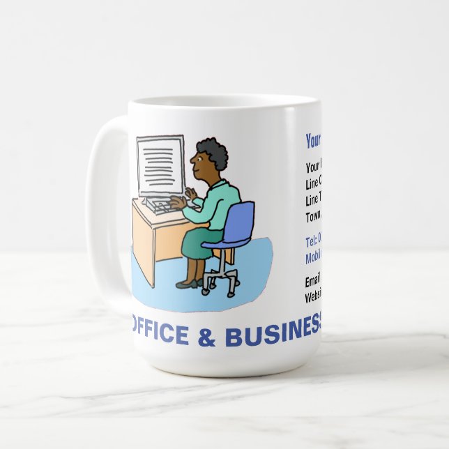 Caneca De Café Office & Business Services com Black Female. (Frente Esquerda)