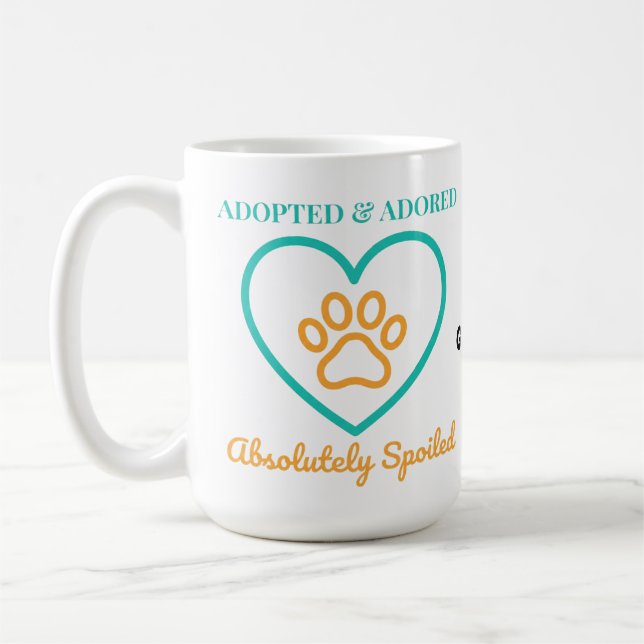 Caneca De Café Official Rescue Pet Badge Adopted Adored & Spoiled (Esquerda)