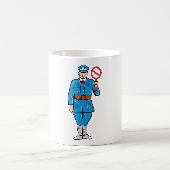 Caneca De Café Oficial Segurando Um Sinal De Parada (Criador carregado)
