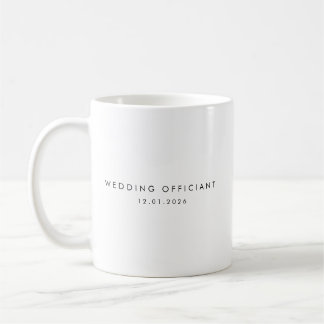 Caneca De Café Oficiante de Casamento Data Personalizada em Moder
