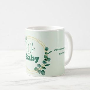 Caneca De Café Oh Baby Folhas de Eucalipto Chá de Bebê
