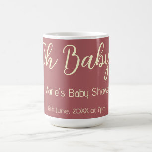 Caneca De Café oh baby nome data do chá de bebê maron simples min