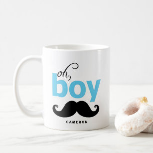Caneca De Café Oh Boy Mustache   Mug de declaração personalizada