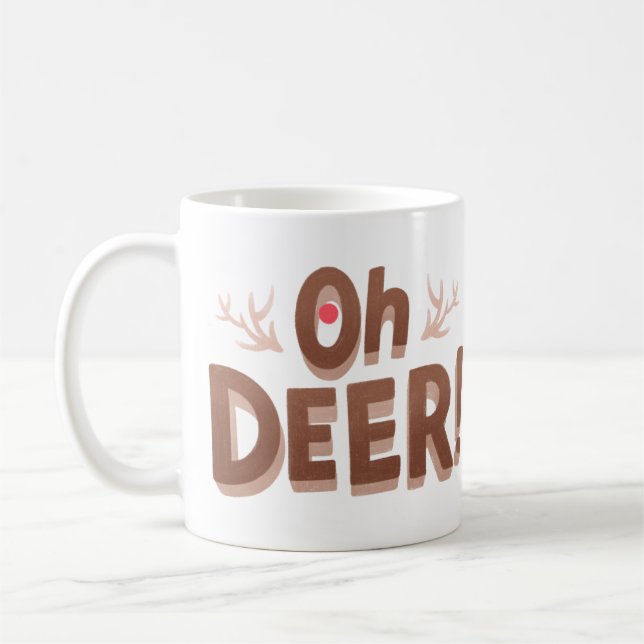 Caneca De Café Oh Deer! Feriado Engraçado (Esquerda)