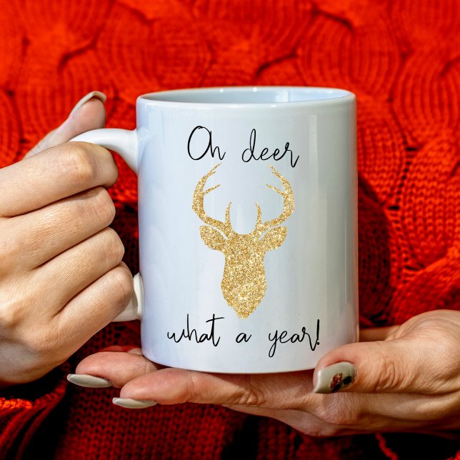 Caneca De Café Oh Deer, What A Year! Funny Christmas Holiday (Criador carregado)