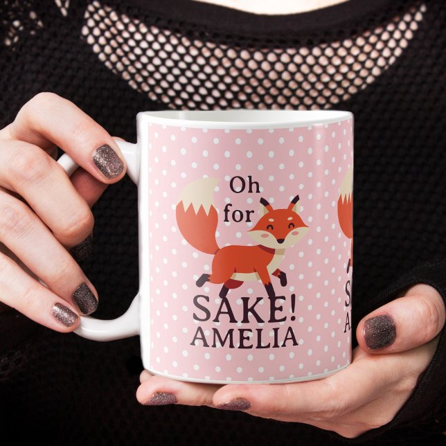 Caneca De Café Oh For Fox Sake Pink Polka Dot (Oh For Fox Sake Pink Polka Dot Coffee Mug)