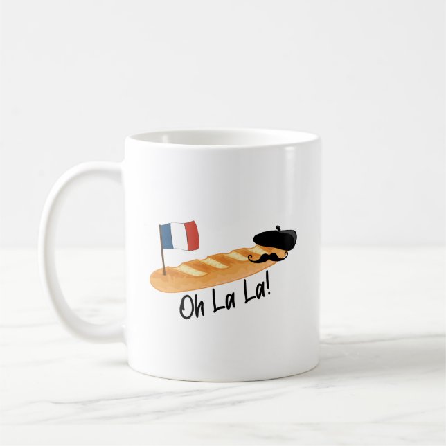 Caneca De Café Oh La La - French Baguette - Funny Francophile (Esquerda)