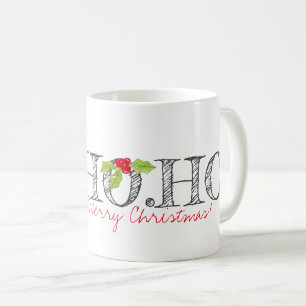 Caneca De Café OH. OH. OH. Feliz Natal Holly Texto Festivo