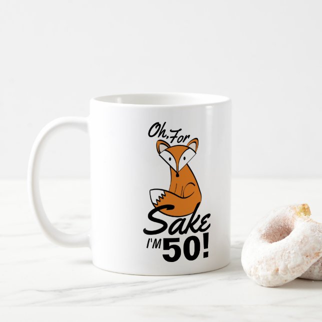 Caneca De Café Oh, Para Fox Sake Personalizado 50º Aniversário (Com Donut)