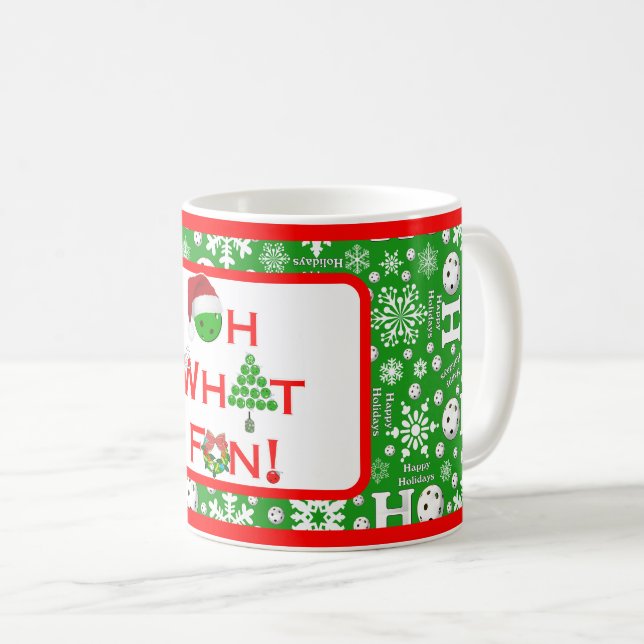 Caneca De Café Oh, Que Belo Natal Pickleball Green Ho Ho Ho Ho Ho (Frente Esquerda)