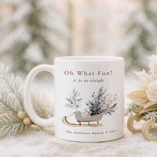 Caneca De Café Oh Que Diversão Inverno Trenó Floral Foto Natal
