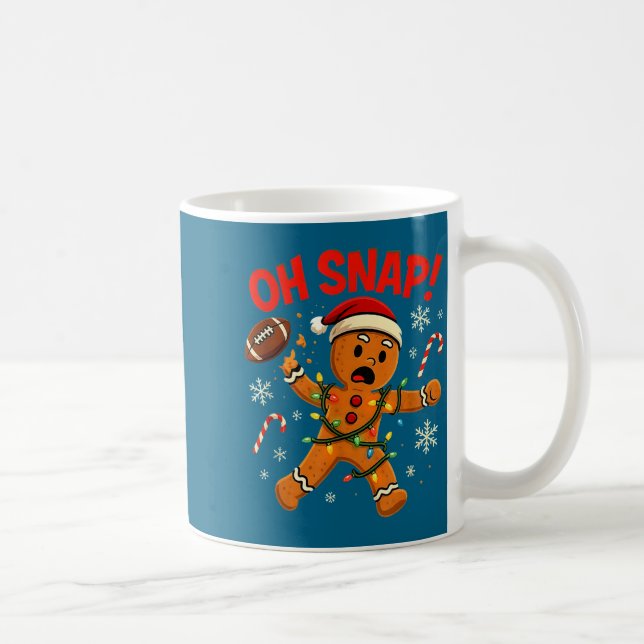 Caneca De Café Oh Snap Christmas Gingerbread Funny Football Light (Direita)
