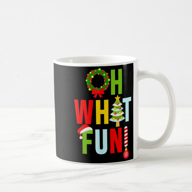 Caneca De Café Oh What Fun Christmas With Wreath And Tree  (Direita)