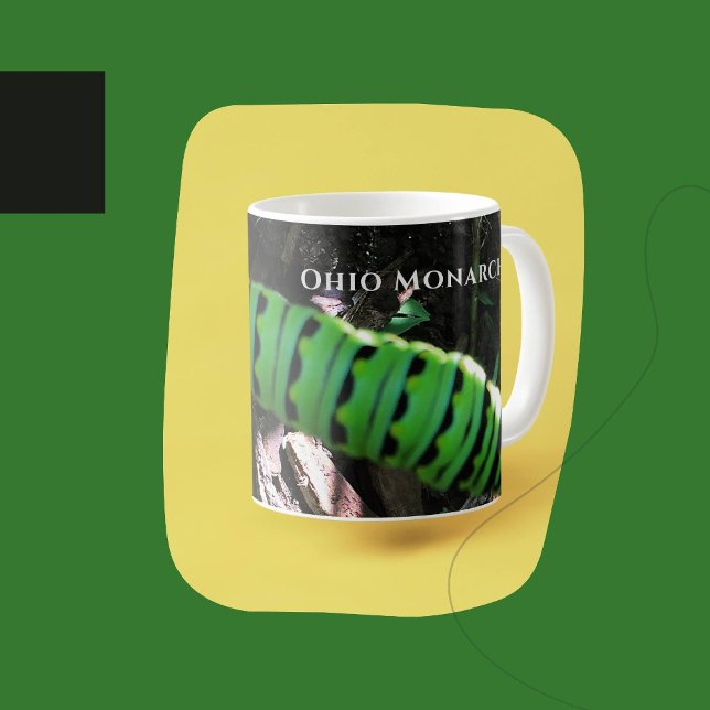 Caneca De Café Ohio Monarch Caterillar (Monarch butterfly caterpillar photo on mug)